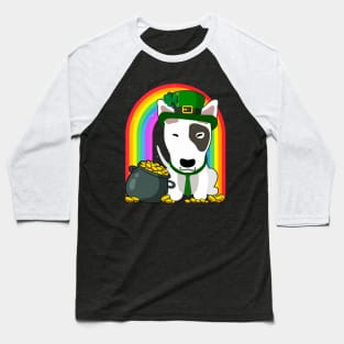 Bull Terrier Rainbow Irish Clover St Patrick Day Dog Gift print Baseball T-Shirt
